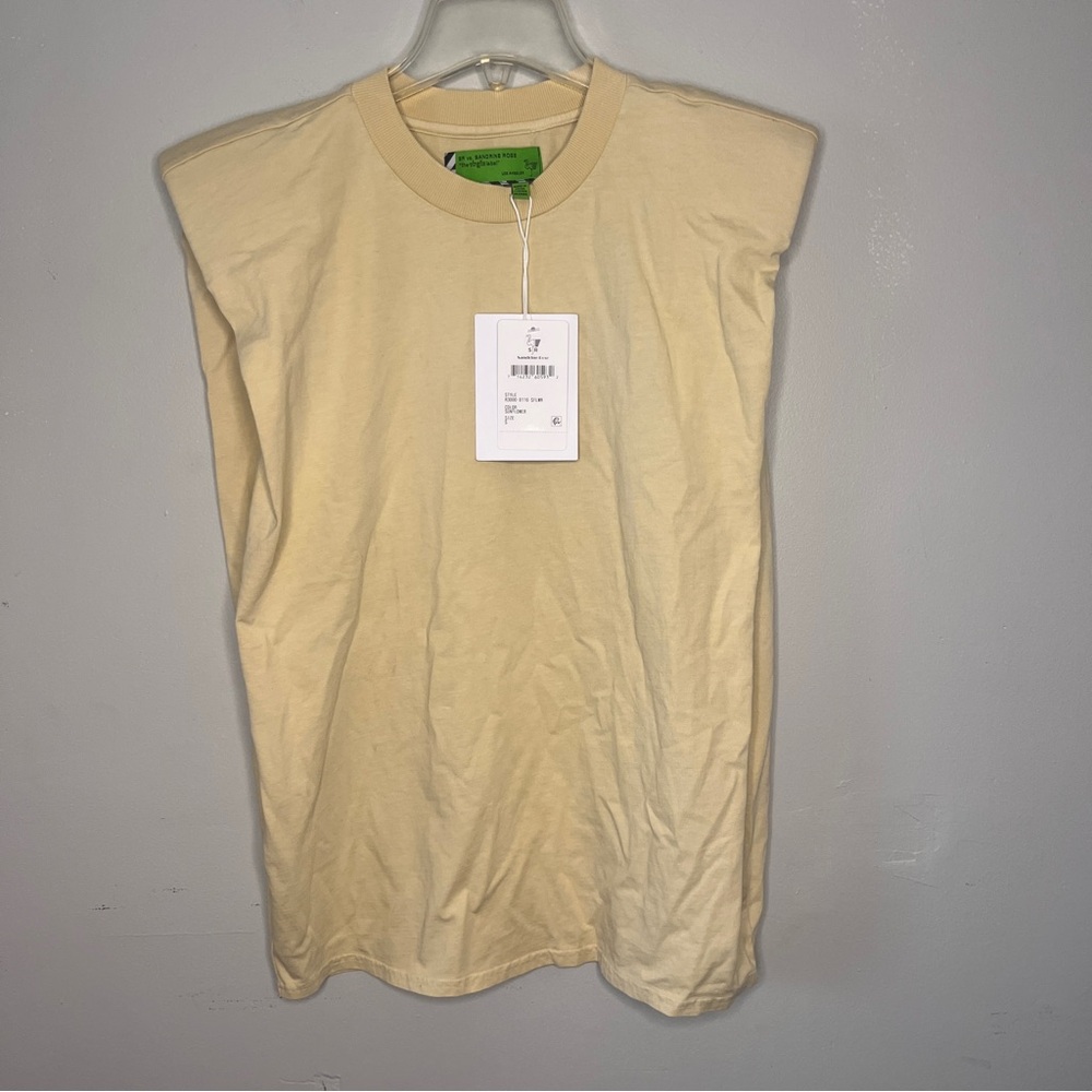 Sandrine Rose Strong Boxy Shoulder‎ Tank Sunflower NWT size S Oversized